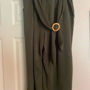 Cato Olive Green Cropped Jumpsuit with Belt